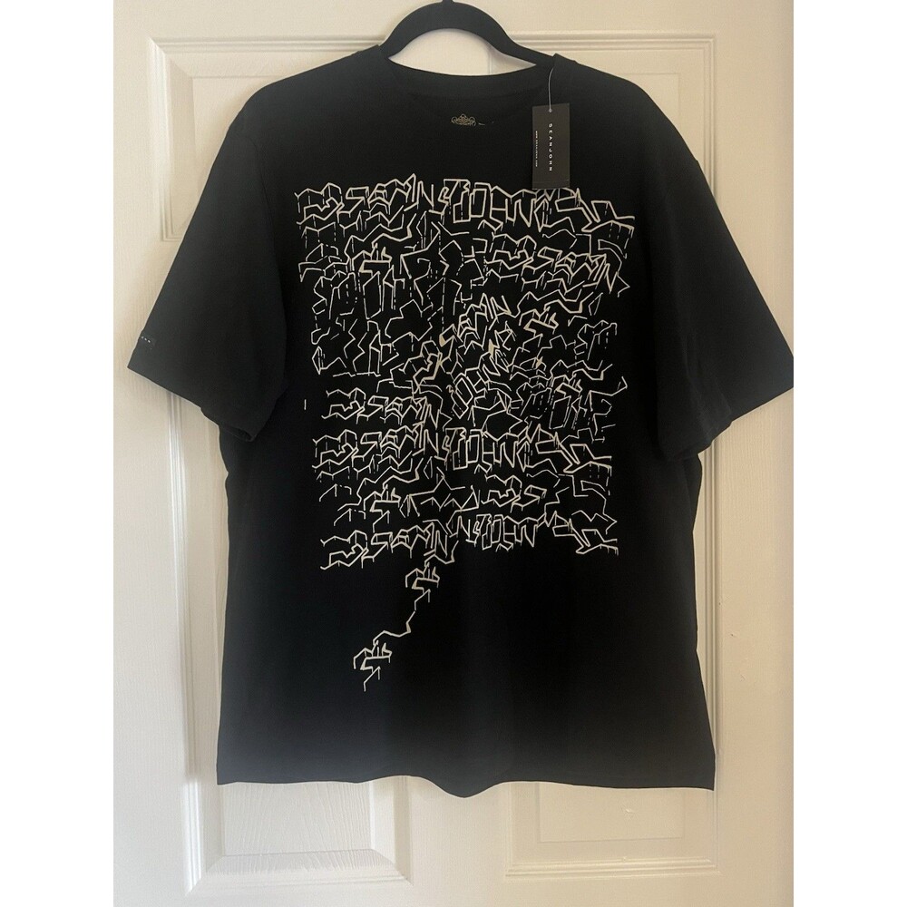 Sean John Black Graffiti T Shirt Mens Sz XL NWT Abstract Streetwear Y2K Hip Hop